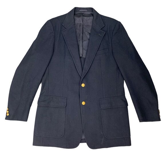 Vintage James Davis Blazer Men 42 Navy Blue Wool 2 Button Notch Lapel Sport Coat - Picture 1 of 15